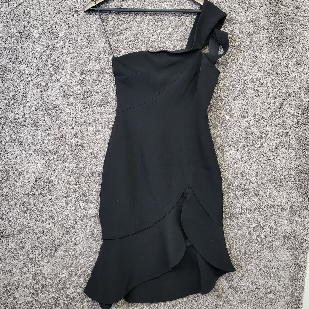 Keepsake One Shoulder Dress Women S Black New Ruffle Asymmetrical Mini LBD